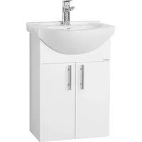 VCM 2-tlg. Waschplatz Waschtisch Badmöbel Set Waschbecken Drehtüren Lisalo