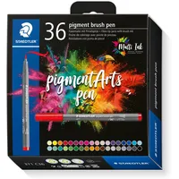 Staedtler Pigment Arts Brush Pen, 36 Farben, Mehrfarbig, Rund,