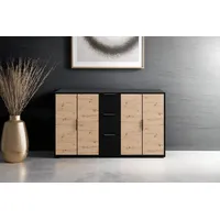 ByLIVING Sideboard Rimini schwarz und Artisan Eiche / 4