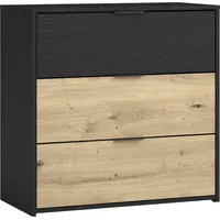 ByLIVING Kommode Rimini schwarz und Artisan Eiche 3 Schubkästen,