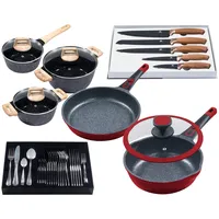 King Pfannen-Set Moonscape, Aluminiumguss (Set, 11-tlg), Induktion, (Töpfe+Glasdeckel, Pfannen+Deckel,Messer,Besteckset)