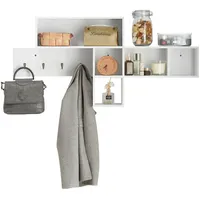 SoBuy Wandgarderobe Weiß, Holzwerkstoff, 110x53x15 cm, Garderobe, Garderobenleisten -