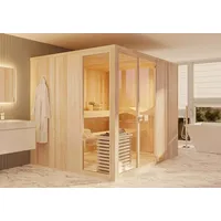FinnTherm Innensauna Ergo Panorama Innensauna 3 Sitzbänke Aus Holz