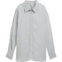 Tom Tailor Denim cozy long shirt, Cement Grey Mélange