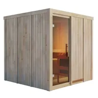 Karibu Sauna Rodin mit Fronteinstieg aus Holz Innensauna mit