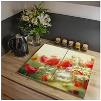 Banjado Herdabdeckplatte Glas 2 Teilig Je 30x52CM Schneidebrett Herdabdeckung