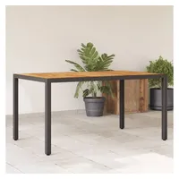 VidaXL Gartentisch mit Akazienholz-Platte Schwarz Poly Rattan