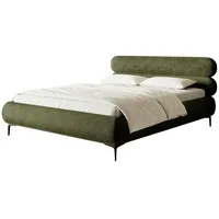 Selsey Polsterbett in Olivgrün mit schwarzen Metallfüßen, 160 (cm):