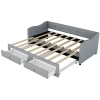 SOFTWEARY Schlafsofa mit Bettfunktion, und Schubladen, 90x200cm/180x200cm, Einzelbett, Polsterbett,
