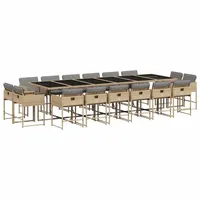 VidaXL 17-tlg. Garten-Essgruppe mit Kissen Beigemischung Poly Rattan