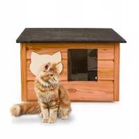 QLS Katzenhaus 53x39 cm mit Matratze, Isoliert Montiert braun