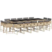 VidaXL 15-tlg. Garten-Essgruppe mit Kissen Beigemischung Poly Rattan