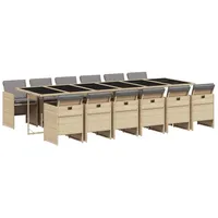 VidaXL 13-tlg. Garten-Essgruppe mit Kissen Beigemischung Poly Rattan
