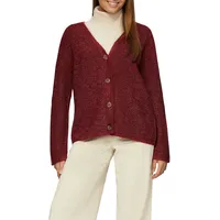 S.Oliver Strickjacke aus Wollmix mit Kontrast-Details, Damen, rot, 46