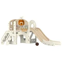 Aiyaplay Kinderrutsche, 7-in-1, Kleinkinderrutsche mit Basketballkorb, Klettergerüst, Teleskop, Tunnel,
