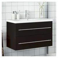 VidaXL Waschbeckenunterschrank mit Einbaubecken Schwarz
