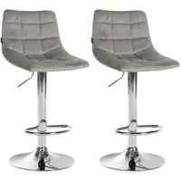 CLP 2er Set Barhocker Jerry Samt grau/chrom