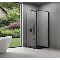 SoGood doporro Eck-Duschkabine 75x75x195cm Eckdusche in schwarz mit Hebe-