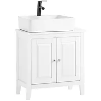 SoBuy Waschbeckenunterschrank mit 2 Türen Weiß 60x30x62,5cm Rustikal