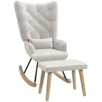 Homcom Schaukelsessel mit Hocker, Relaxsessel mit Samtoptik, Holzbeine, für