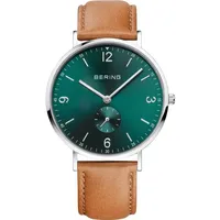 BERING Herren Analog Japanisches Quarzwerk Uhr mit Leder Armband