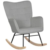 Homcom Schaukelstuhl, Schaukelsessel mit Samtoptik, Armlehne, Gepolsterter Sessel mit