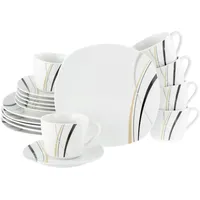 CreaTable CreaTable, Kaffeeservice Square City Line, 18-teiliges Geschirrset für
