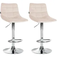 CLP 2er Set Barhocker Jerry Samt beige/chrom