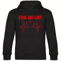 Multifanshop Kapuzen Sweatshirt - Frankfurt - Herzschlag - Druck