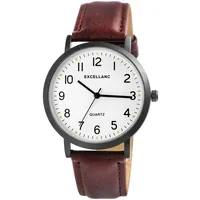 Excellanc Herrenuhr mit Armband aus Kunstleder - Braun/Weiß