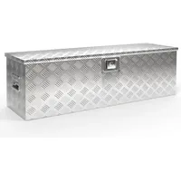 Wiltec Werkzeugbox Alu 124x37x38 cm Silberfarbene Transportbox, Werkzeugkiste inkl.