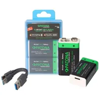 PATONA 2x 9 Volt Block Premium Akkus 3,6Wh mit