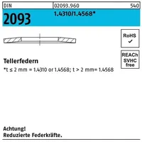 Industrial Quality Supplies DIN 2093 Tellerfeder Stahl 1.4310/1.4568 18x9,2x1,0mm