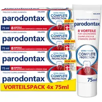 Parodontax Complete Protection Zahnpasta mit Fluorid, 4x75ml, hilft Zahnfleischbluten