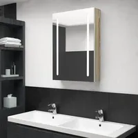 VidaXL LED-Bad-Spiegelschrank Weiß und Eichen-Optik 50x13x70 cm