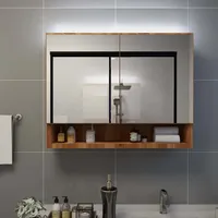 VidaXL LED-Spiegelschrank fürs Bad Eiche 80x15x60 cm MDF -