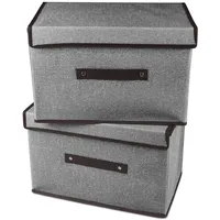 Uootach 2 Stück Aufbewahrungsbox, Faltbare Aufbewahrungsboxen mit Deckel, 36cm*23cm*24cm