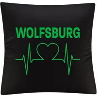 Multifanshop Kissenbezug - Wolfsburg - Herzschlag - Druck grün