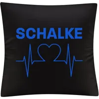 Multifanshop Kissenbezug - Schalke - Herzschlag - Druck blau