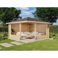 Alpholz 5-Eck Gartenlaube Maik-40 aus Holz Blockhaus Holzhaus, Naturbelassen