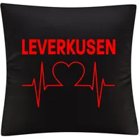 Multifanshop Kissenbezug - Leverkusen - Herzschlag - Druck rot