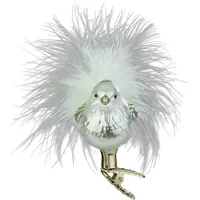 INGE-GLAS Christbaumschmuck Vogel mit Federn auf Clip 5,5cm mundgeblasenes