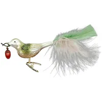 INGE-GLAS Christbaumschmuck Vogel mit Federn auf Clip 10,5cm -