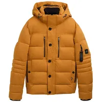 Tom Tailor Herren Pufferjacke mit abnehmbarer Kapuze, braun, Uni,