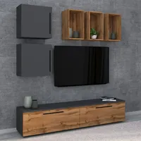 VCM TV Möbel, TV Lowboard Fernsehschrank Schrankwand Wohnzimmer, Anbauwand
