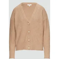 S.Oliver Strickjacke aus Baumwoll-Bouclé, Hellbraun 36