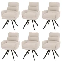 Mendler 6er-Set Esszimmerstuhl HWC-G66, Küchenstuhl, drehbar Auto-Position Stoff/Textil Bouclé
