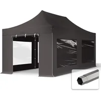 TOOLPORT 3x6m Stahl Faltpavillon, inkl. 4 Seitenteile, dunkelgrau