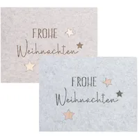 Levandeo 2er Set Platzset Frohe Weihnachten Filz Grau Beige