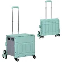 Homcom Einkaufstrolley Klappbar, Einkaufswagen mit Teleskop-Griff, Treppensteiger mit Deckel,